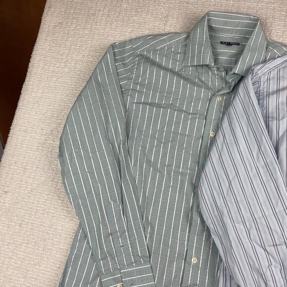 Lot of x2 Vintage Giorgio Armani Jeans Shirt Mens M Blue Plaid / Lined Read* - Picture 8 of 15